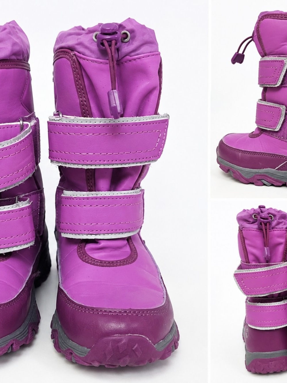 Lands' End Purple Kids Snow Boots with Hook-and-Loop Straps Size 2